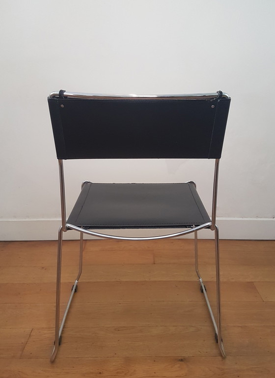 Image 1 of Vintage Italiaans design stoelen van Giandomenico Belotti in leer en chroom