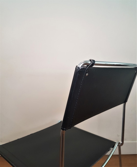 Image 1 of Vintage Italiaans design stoelen van Giandomenico Belotti in leer en chroom