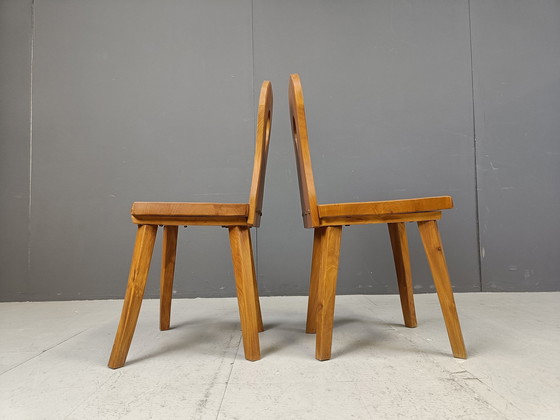 Image 1 of Vintage Brutalistische Eetkamerstoelen, set van 4 - 1960S