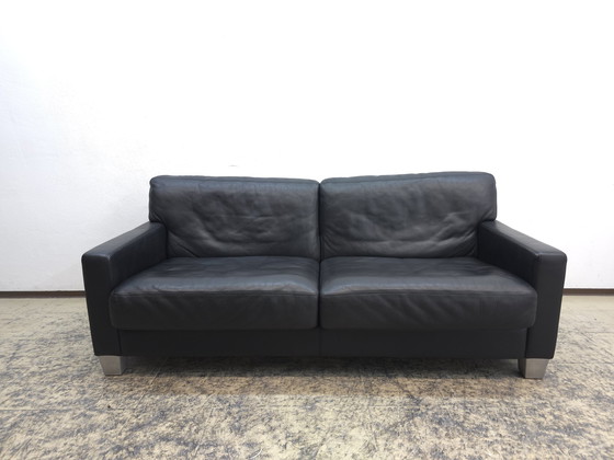 Image 1 of De Sede Ds 17 Sofa Zwart Club Leder Designer Sofa Leder Bank Desede