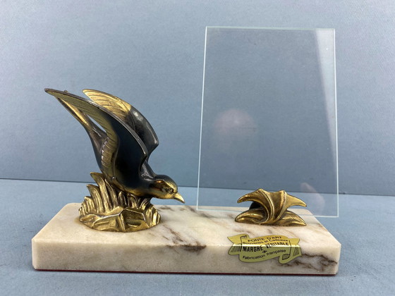 Image 1 of Art Deco Fotohouder Met Aan Vliegende Vogel 