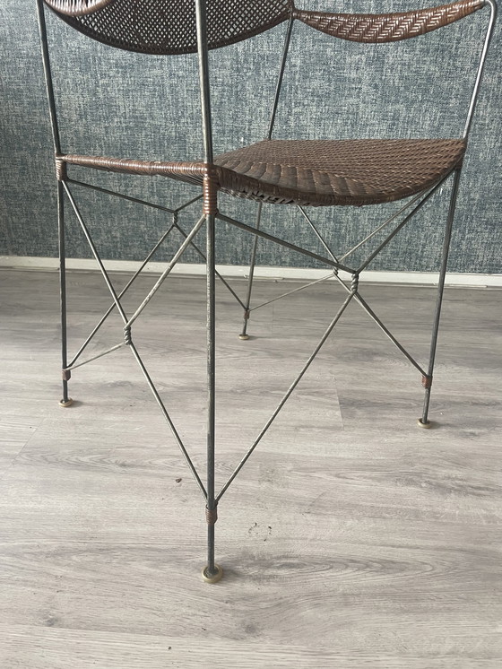 Image 1 of 3x Vintage Yuzuru Yamakava Rap stoelen walnoot rotan