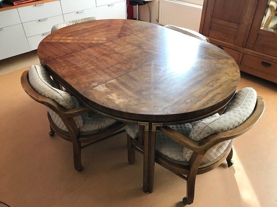 Image 1 of Drexel Heritage Ovaal/Ronde Tafel Met 4 Stoelen