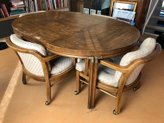 Image 1 of Drexel Heritage Ovaal/Ronde Tafel Met 4 Stoelen