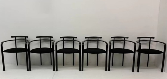 Image 1 of Set van 6 postmoderne Martina eetkamerstoelen door Carlo Bimbi voor Segis Italië, jaren 1980