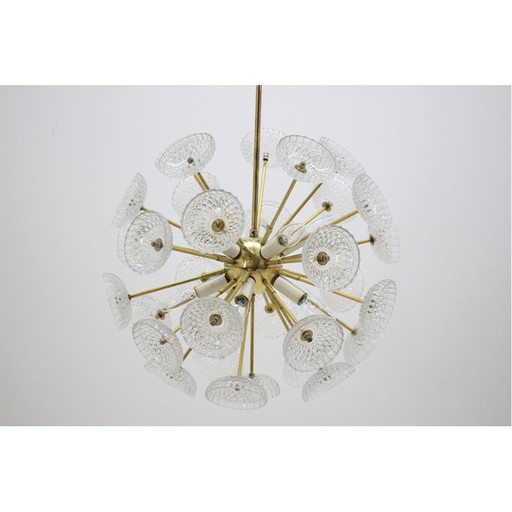 Vintage glazen en metalen hanglamp van Kamenický Šenov, 1970