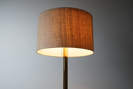 Image 1 of Duitse vintage vloerlamp in goud met grote kap & gouden details, jaren 1970