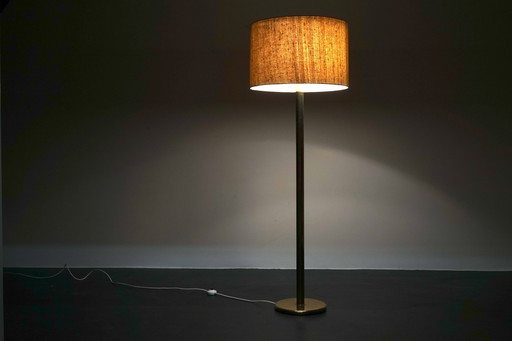 Duitse vintage vloerlamp in goud met grote kap & gouden details, jaren 1970