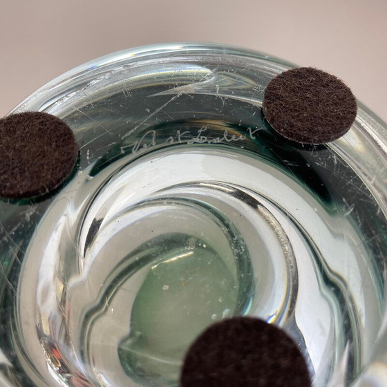 Image 1 of Vintage kristallen en glazen "Wave" vaas van Val Saint Lambert, België 1960