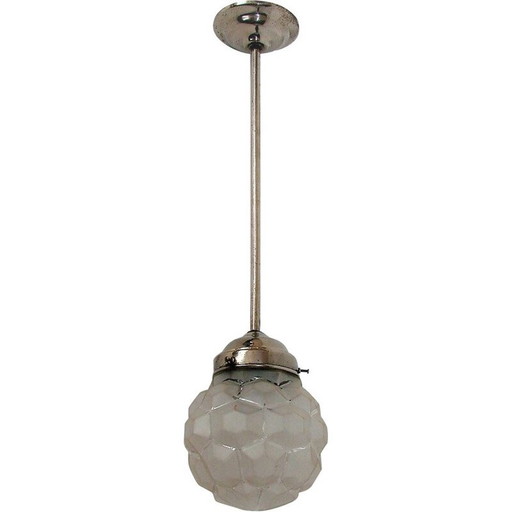 Vintage metalen hanger van messing en glas, 1930