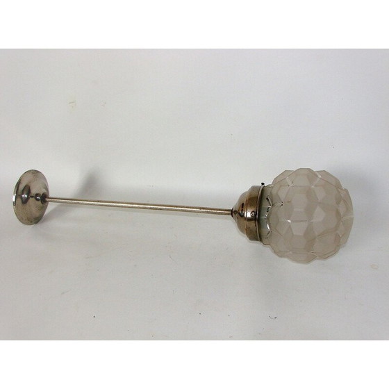 Image 1 of Vintage metalen hanger van messing en glas, 1930