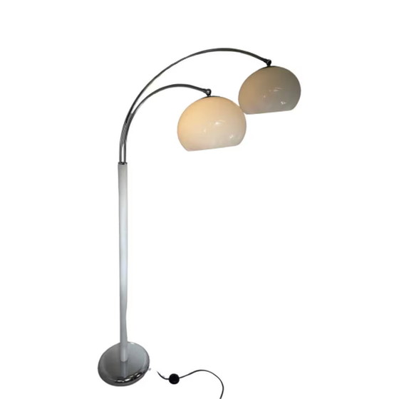 Image 1 of Dijkstra - Zeldzaam model - Space Age Design / MCM Vloerlamp met twee kappen