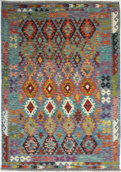 Originele oude stijl Kelim Afghan 241 X 175 Cm Top staat