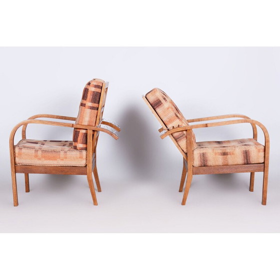 Image 1 of Paar oude eikenhouten stoelen van J. Halabala voor UP Závody, Tsjecho-Slowakije, 1930