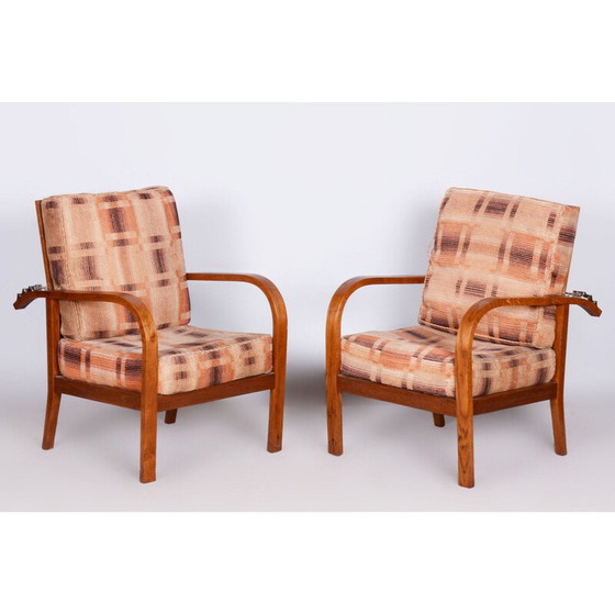 Image 1 of Paar oude eikenhouten stoelen van J. Halabala voor UP Závody, Tsjecho-Slowakije, 1930