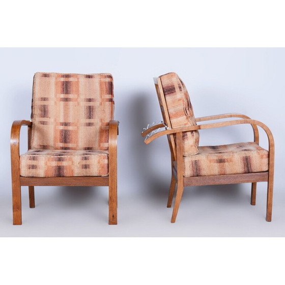 Image 1 of Paar oude eikenhouten stoelen van J. Halabala voor UP Závody, Tsjecho-Slowakije, 1930