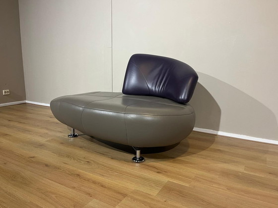 Image 1 of Leolux Kikko Fauteuil Chaise Longue Taupe Grijs Paars Nieuwstaat Design Hugo De Ruiter 