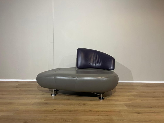 Image 1 of Leolux Kikko Fauteuil Chaise Longue Taupe Grijs Paars Nieuwstaat Design Hugo De Ruiter 