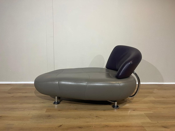 Image 1 of Leolux Kikko Fauteuil Chaise Longue Taupe Grijs Paars Nieuwstaat Design Hugo De Ruiter 