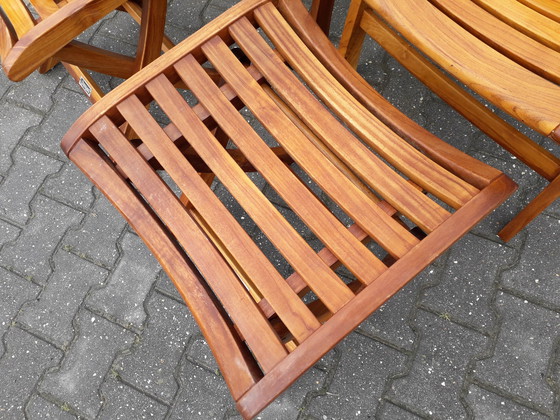 Image 1 of 2 Sunyard Corby teak standenstoelen met voetenbankjes NIEUW