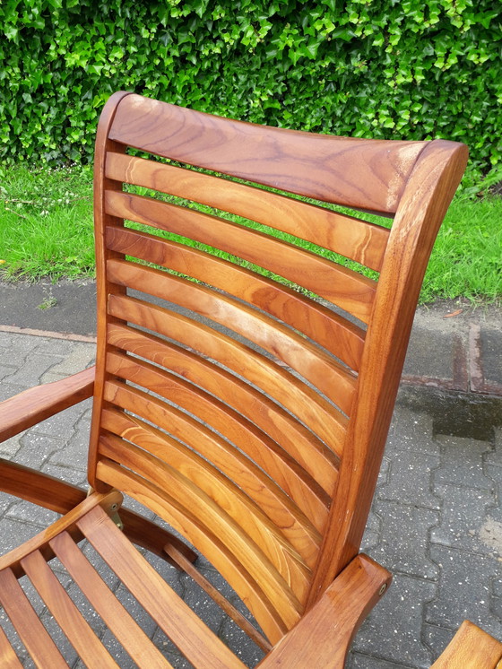 Image 1 of 2 Sunyard Corby teak standenstoelen met voetenbankjes NIEUW