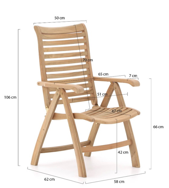 Image 1 of 2 Sunyard Corby teak standenstoelen met voetenbankjes NIEUW