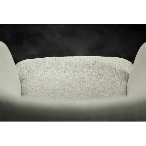 Image 1 of Vintage lage fauteuil in eiken en stof, 1960