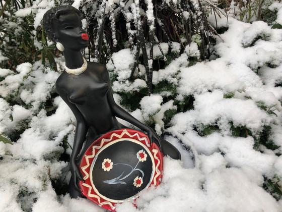 Image 1 of Vintage Afrikaans beeldhouwwerk - Gips - 1950