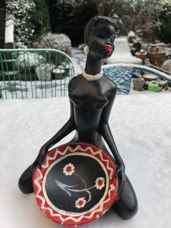 Image 1 of Vintage Afrikaans beeldhouwwerk - Gips - 1950