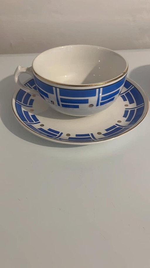 2 Royal Boch Art Deco kopjes + 2 schoteltjes