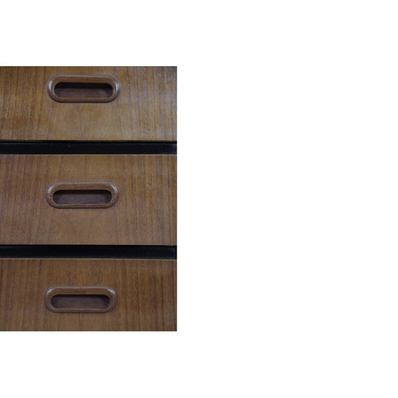 Image 1 of Vintage goudbruin teakhouten bureau, Zweden 1960