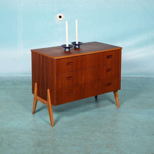 Vintage gerenoveerde sideboard teak, Midcentury 60s chest