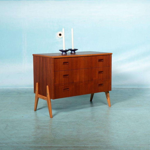 Vintage gerenoveerde sideboard teak, Midcentury 60s chest