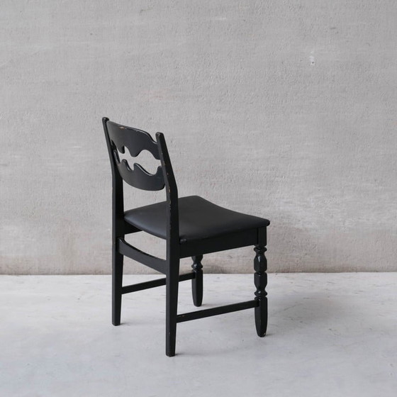 Image 1 of Set van 6 vintage "Razor" eikenhouten Deense eetkamerstoelen van Henning Kjaernulf