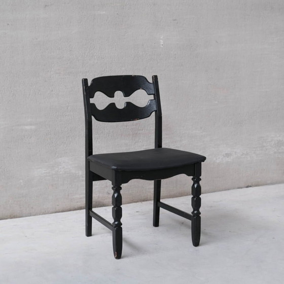 Image 1 of Set van 6 vintage "Razor" eikenhouten Deense eetkamerstoelen van Henning Kjaernulf