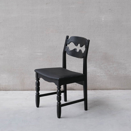 Image 1 of Set van 6 vintage "Razor" eikenhouten Deense eetkamerstoelen van Henning Kjaernulf