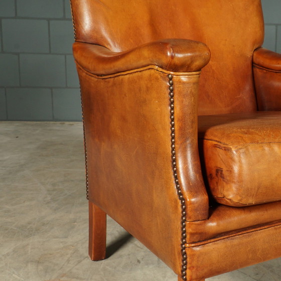 Image 1 of Vintage Schaapsleren Fauteuil – Cognacbruin – Bendic International