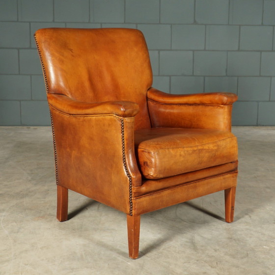 Image 1 of Vintage Schaapsleren Fauteuil – Cognacbruin – Bendic International