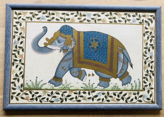 Image 1 of Vintage Indiaas Schilderij Op Zijde