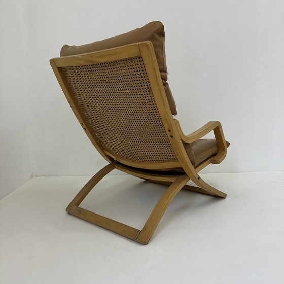 Image 1 of Vintage Loungestoel Cognac Leer Met Webbing , 1970S