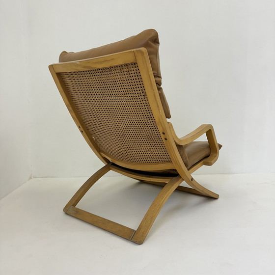 Image 1 of Vintage Loungestoel Cognac Leer Met Webbing , 1970S