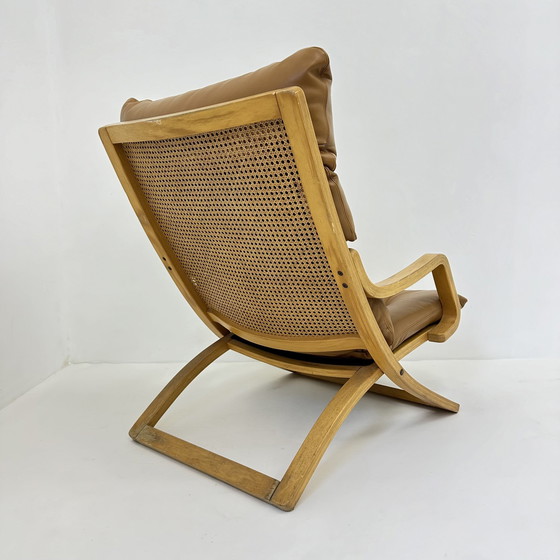 Image 1 of Vintage Loungestoel Cognac Leer Met Webbing , 1970S