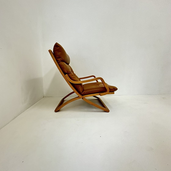 Image 1 of Vintage Loungestoel Cognac Leer Met Webbing , 1970S