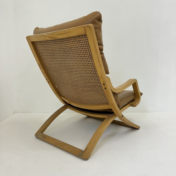 Image 1 of Vintage Loungestoel Cognac Leer Met Webbing , 1970S