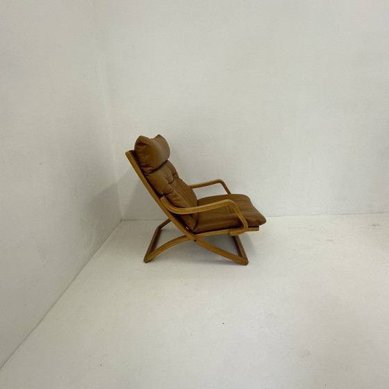 Image 1 of Vintage Loungestoel Cognac Leer Met Webbing , 1970S
