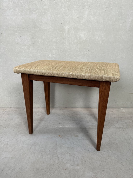 Vintage kruk of voetenbank in teak