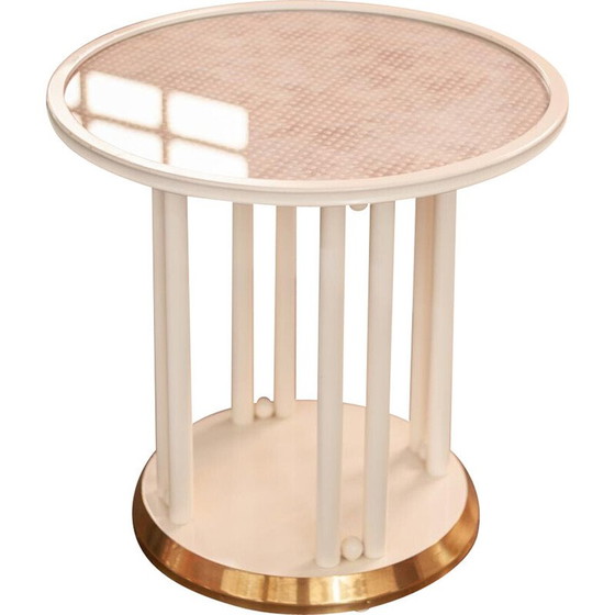 Image 1 of Vintage wit glazen en messing knuppeltafel van Josef Hoffmann voor Wittmann, 1980