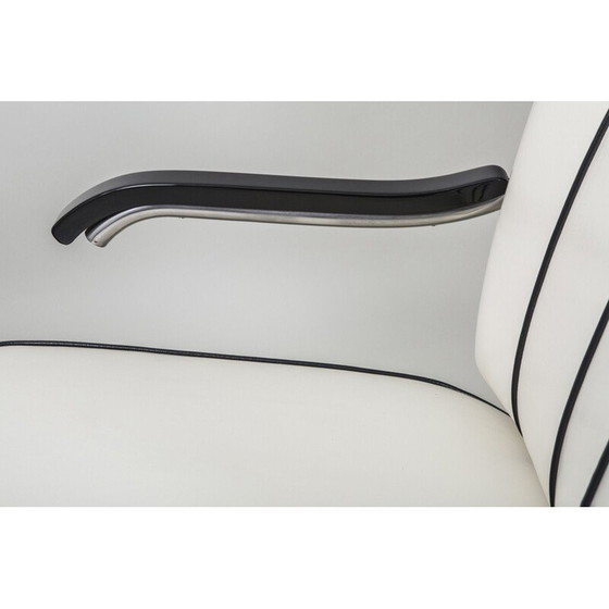 Image 1 of Vintage witte leren fauteuil, jaren 1930