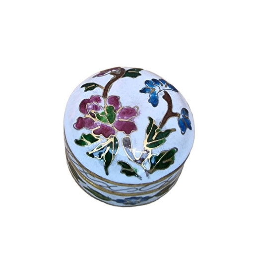 Witte Vintage Cloisonné Pillendoosje