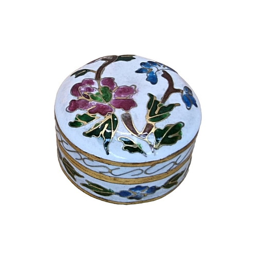 Witte Vintage Cloisonné Pillendoosje